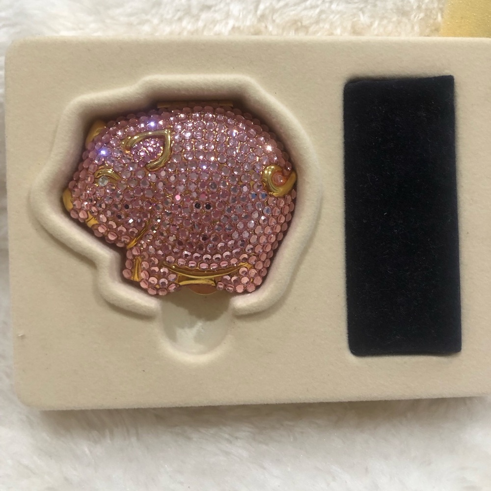 2001 Estee Lauder Country Chic Gold Plated Pink Crystal Country Chic Precious Pi